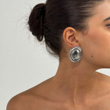 medal silver earrings