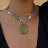 oval green necklace