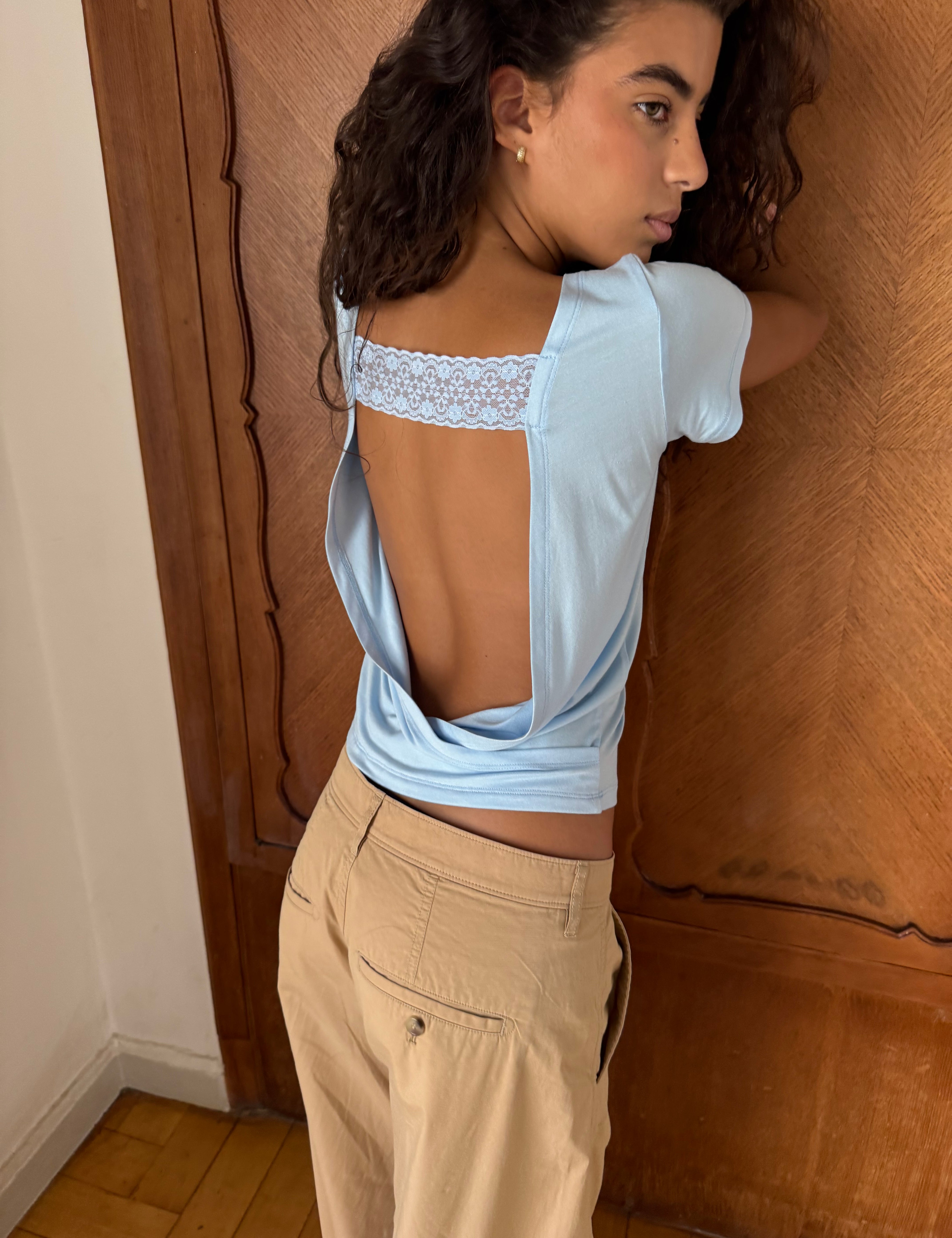 alma baby blue top